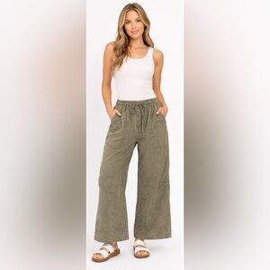 NWT Easel Copper + Cloth Wide Leg Pants Women's Size L Elastic Waist